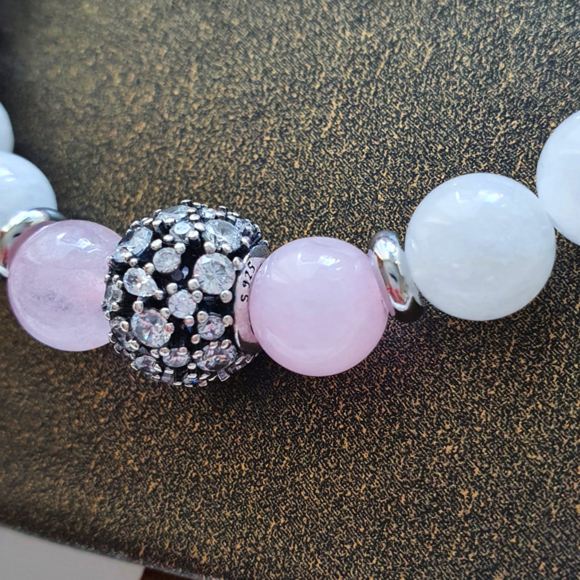 925 Silber Charm mit Zirkonia – Damen Perlenarmband