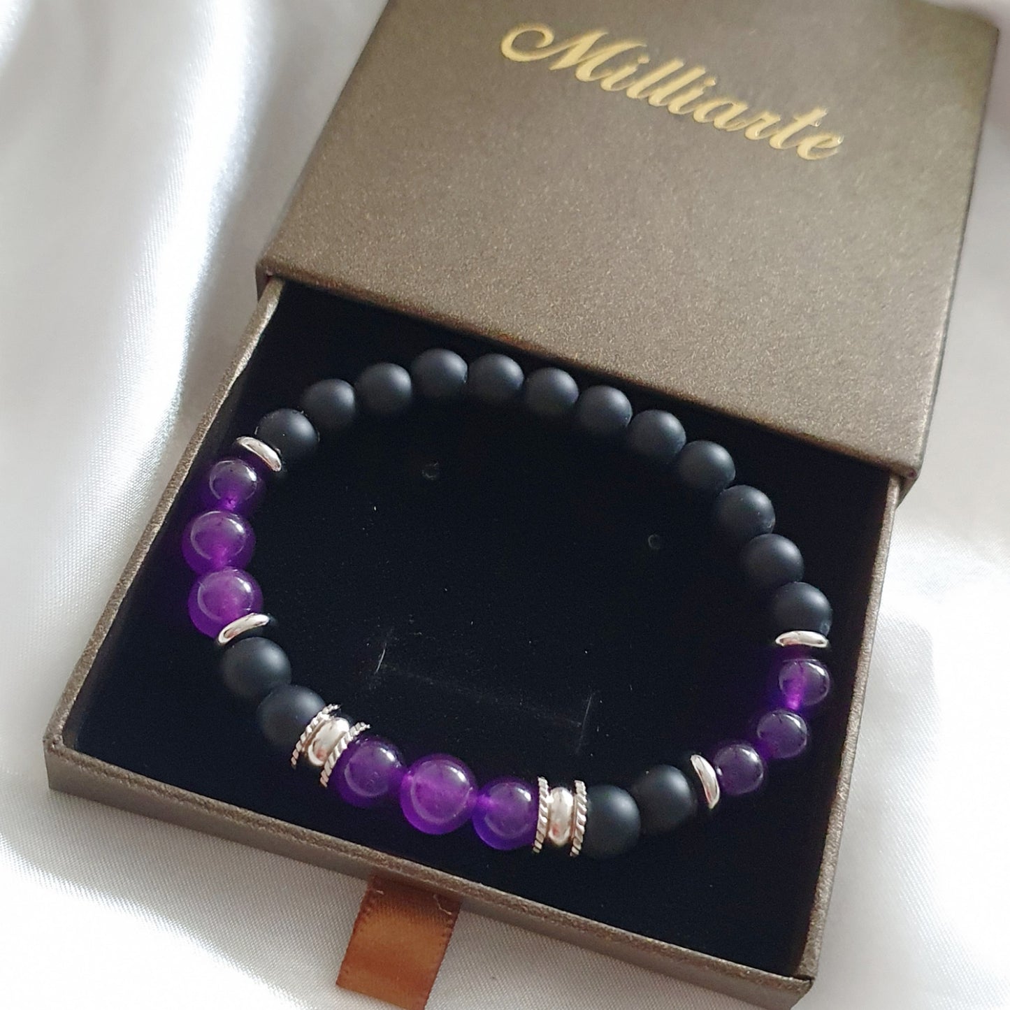 Amethyst-Armband für Februar Geburtsstein, Schutzarmband für Männer