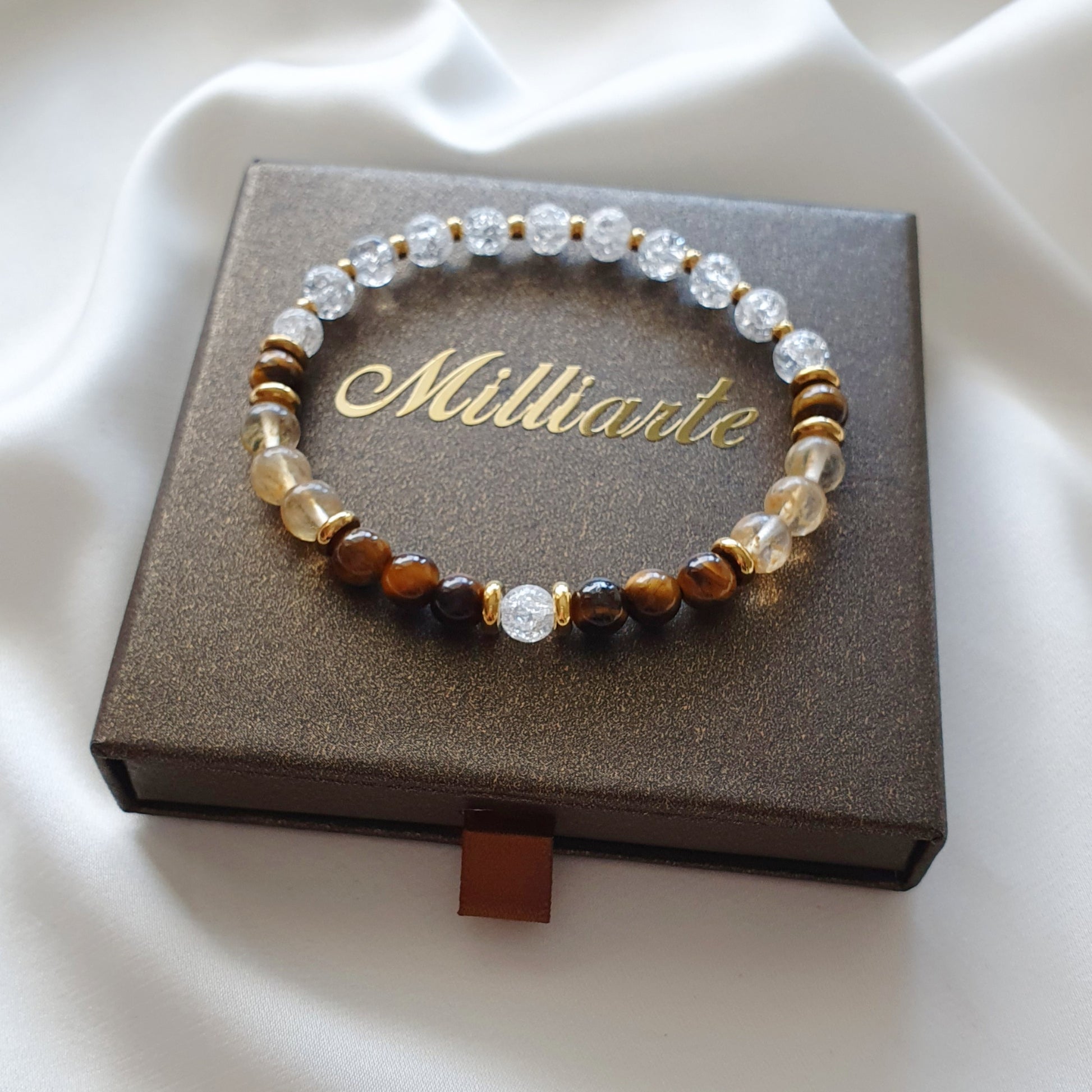 Tigerauge-Perlen des Armbands für Damen, Edelstein für Mut, Selbstbewusstsein und innere Stärke