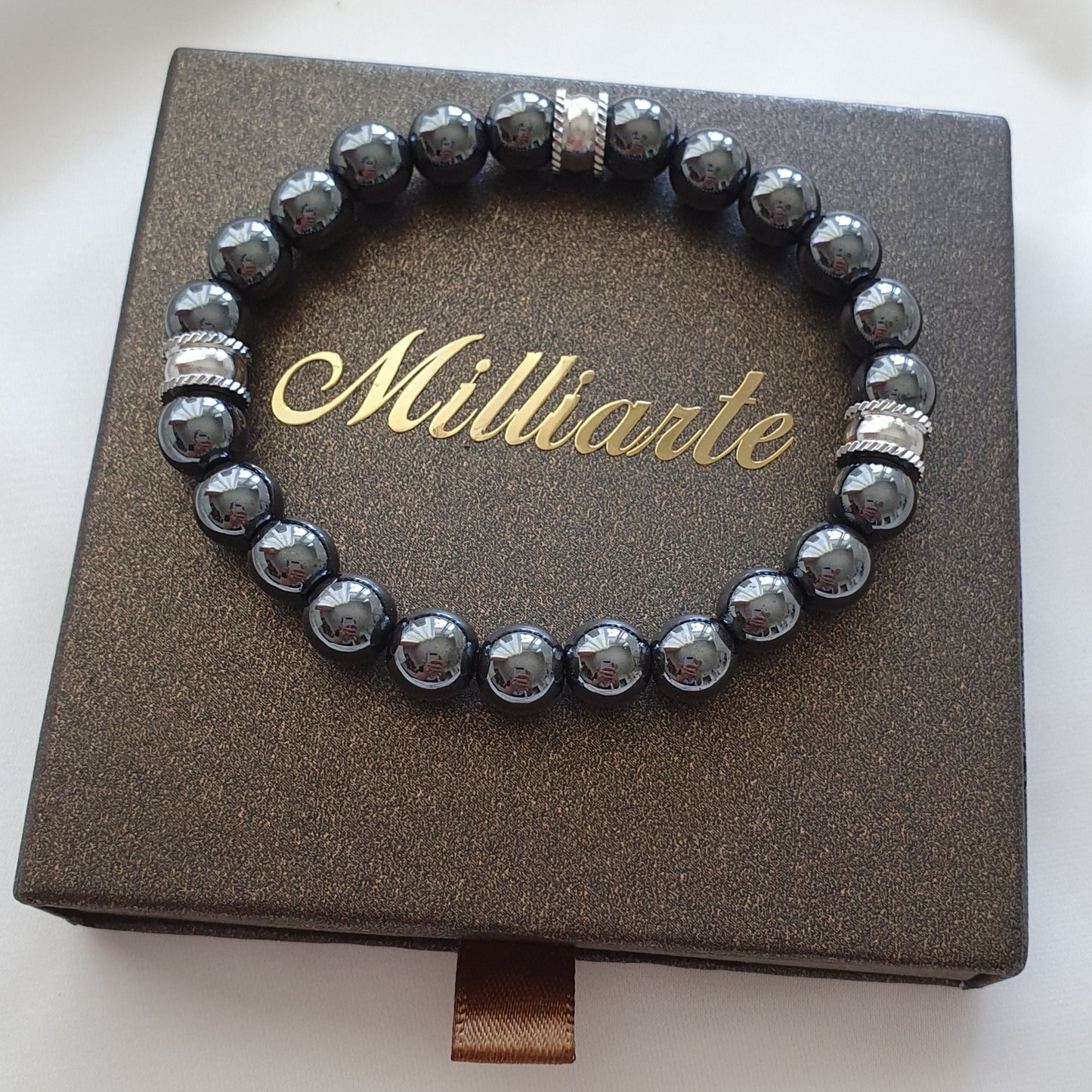 Hematit Armband Herren, elegante Geschenkbox inklusive, ideales Geschenk für Freund oder Partner