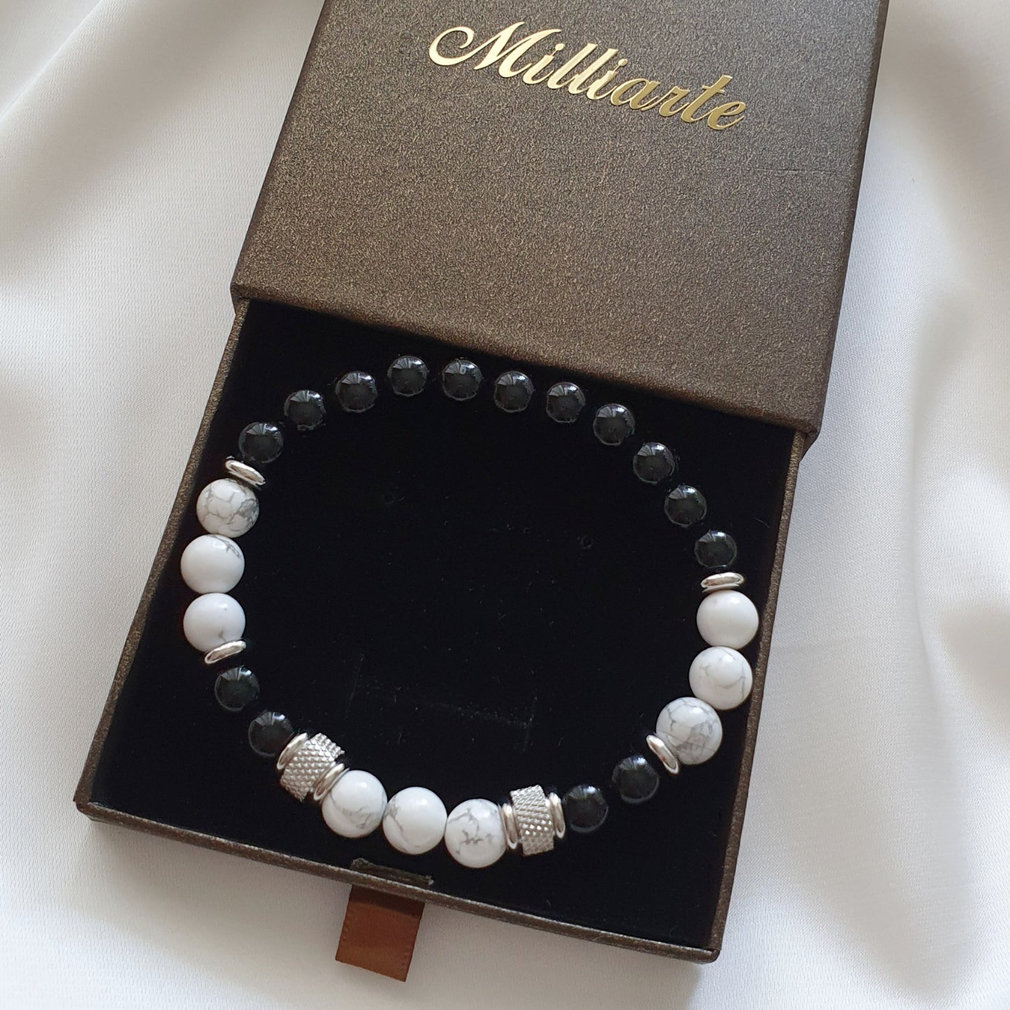 Maskulines Herren Armband mit Edelstahl Akzent – handgefertigter Naturstein Schmuck