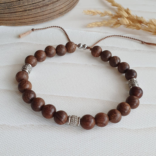 Handgemachtes Sandelholz-Armband für Männer, größenverstellbar